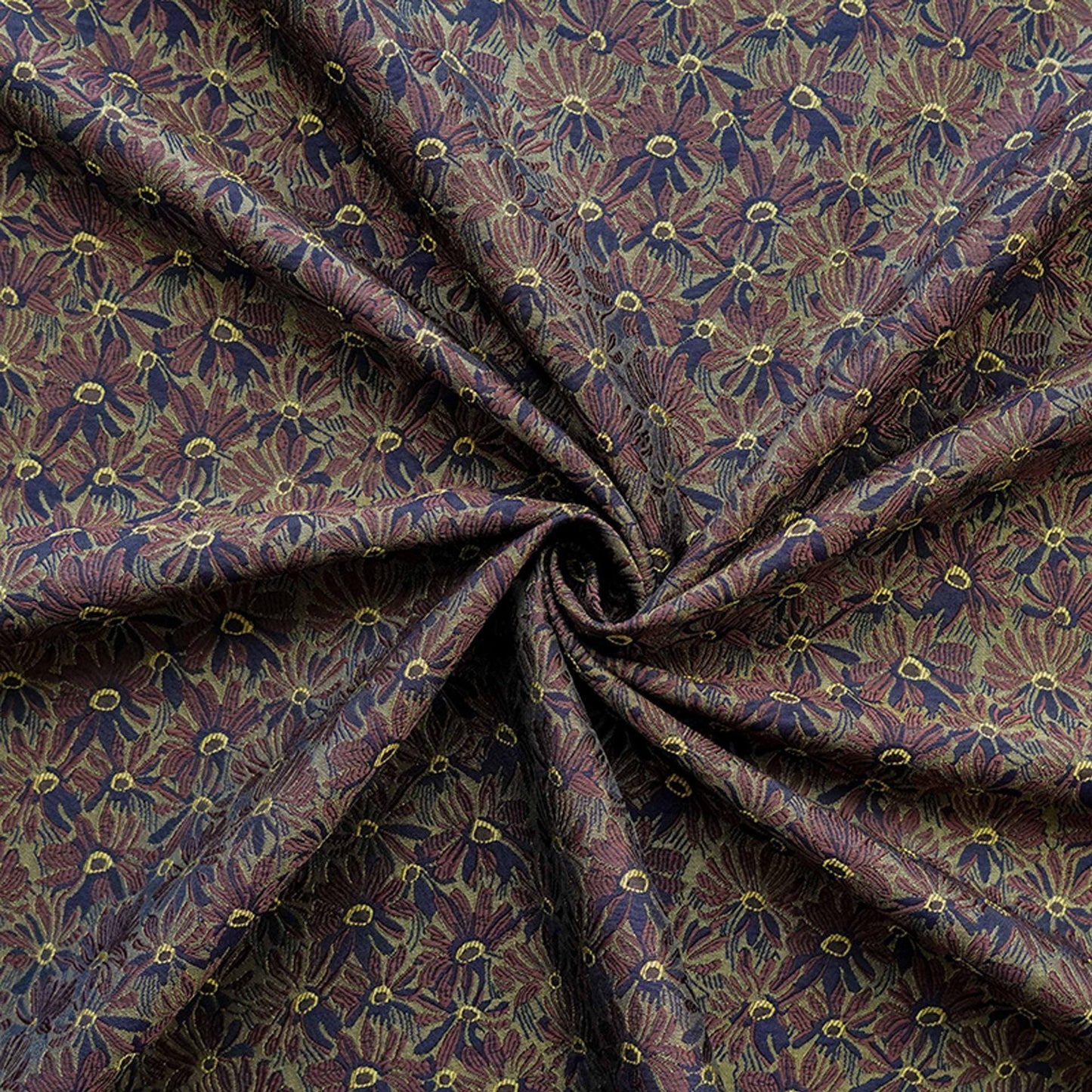 Tissu jacquard à motif marguerite vintage : Mélange de coton pour ameublement style campagne