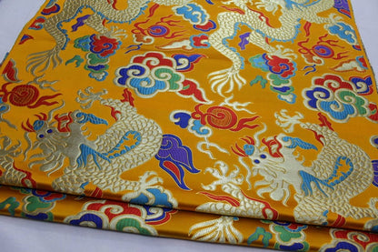 Red Dragon Brocade Fabric: Chinese Wedding Cheongsam Tapestry (27.5"W)