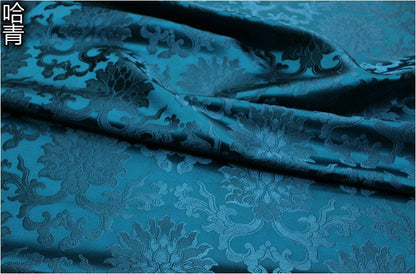 Tissu brocart de soie à motif de fleur de lotus : tapisserie pour coussin Cheongsam (29,5 po L)