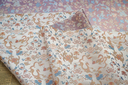 Dragon Flower Jacquard Fabric: Retro Woven Upholstery, 65" Wide