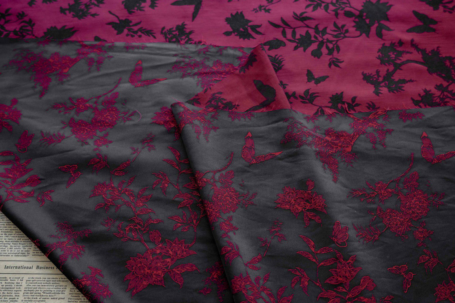 Floral Jacquard Brocade Fabric: 45"W Silk Rayon Blend