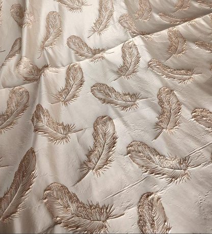 Gold Feather Jacquard Fabric - Baroque Palace Style, 58" Wide