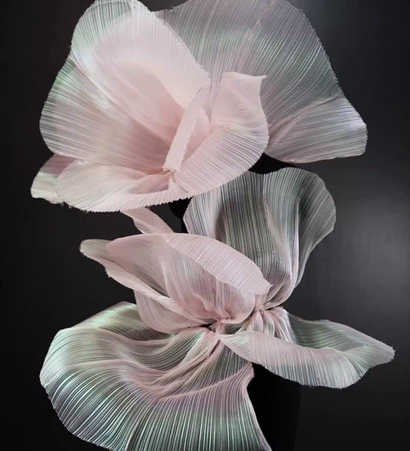 Crinkled Pleated Organza Fabric: 57" Wide Stiff Designer Material