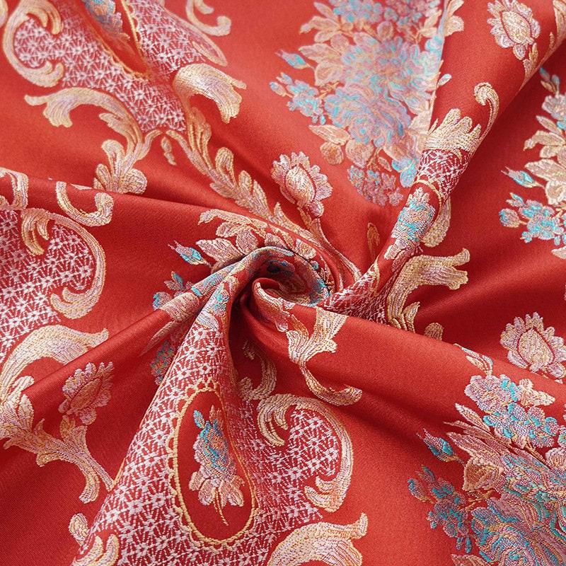 Tissu jacquard brocart style palais rétro : revêtement en polyester de 150 cm de large