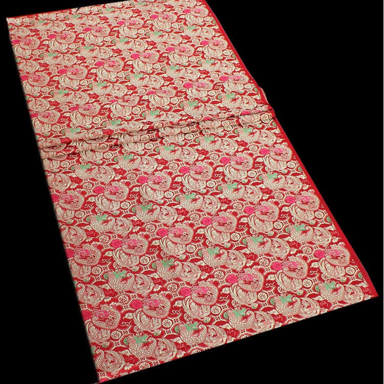 Dragon Phoenix Nishijin Fabric: Japanese Silk Brocade Upholstery