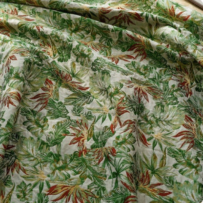 Green Forest Jacquard Fabric: Rayon Polyester Blend, 59" Wide