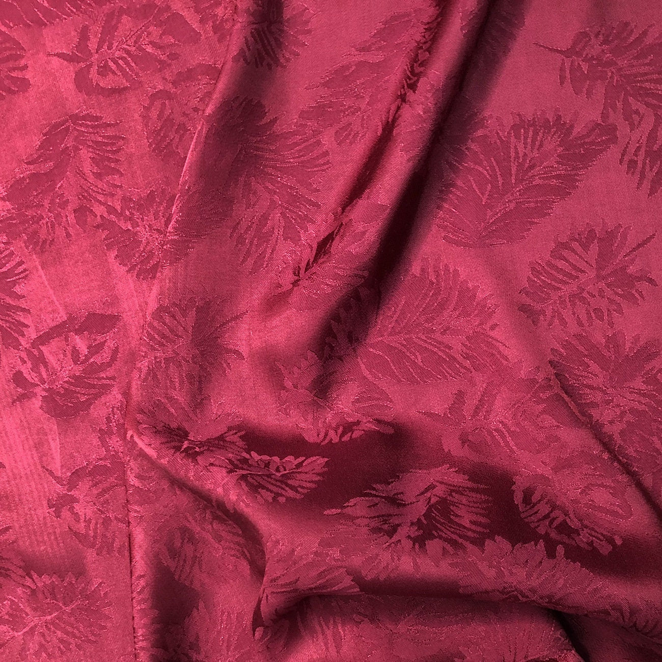 Leaf Pattern Jacquard Satin Damask Fabric - 59" Wide Rayon Upholstery