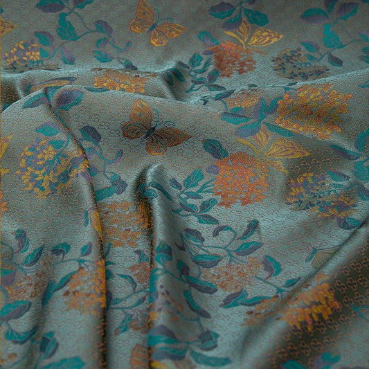 Tissu brocart de soie à motifs floraux : Cheongsam Qipao multicolore, 75 cm de large