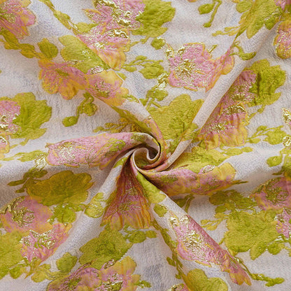 Gold Thread Jacquard Fabric: Embossed European Designer Material, 53" Wide