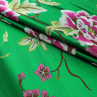 Tissu satiné jacquard pivoine : style robe tibétaine, 75 cm de large, décoration de costumes