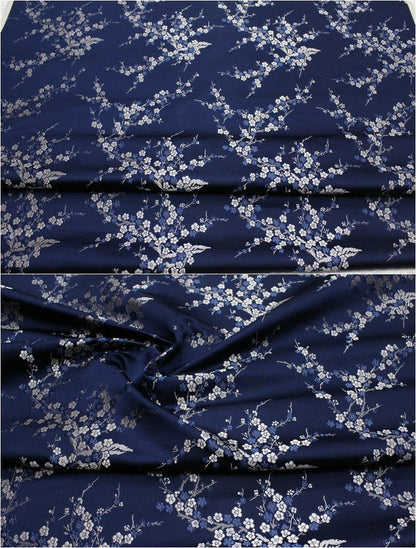 Tissu brocart de soie à motif de fleurs de prunier : tapisserie pour coussin Cheongsam de 150 cm de large