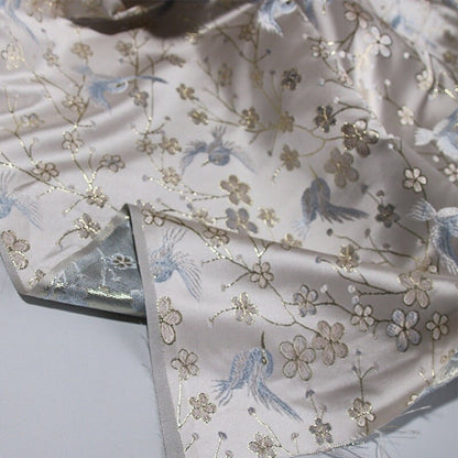 Bird Jacquard Brocade Fabric: 57"W Silk Rayon Damask