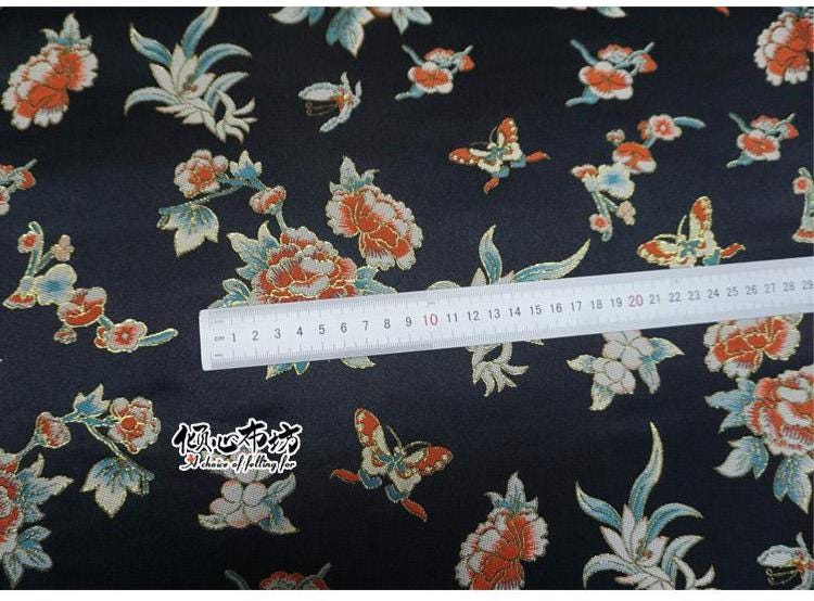 Peony Silk Brocade Fabric: Chinese Jacquard for Cheongsam, Hanfu & Upholstery