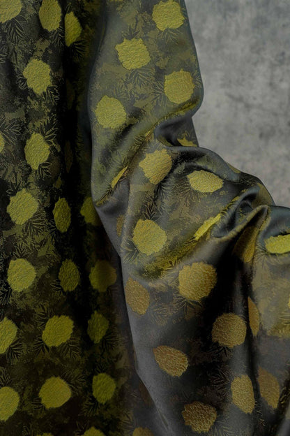 Vintage Floral Jacquard Fabric | Dark Embossed Pattern, 59"