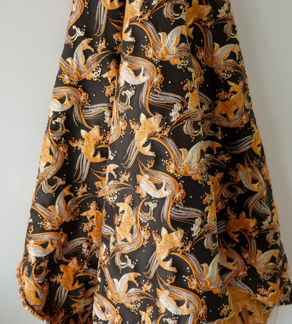 Nishijin Japanese Kinran Fabric: 3D Fish Jacquard Brocade (54" Width)