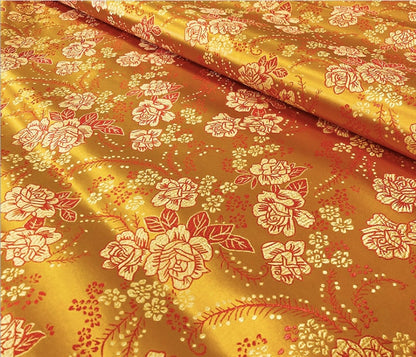 Peony Flower Silk Brocade Fabric - 35" Wide Chinese Sewing Upholstery
