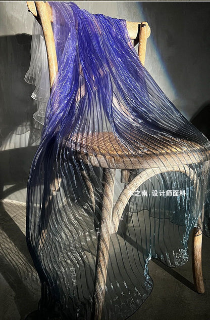Accordion Pleated Laser Organza Fabric: Dramatic Sea Waves, 55"W