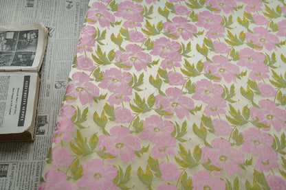 Romantic French Floral Jacquard Fabric with Gold Threads, 65"Wide