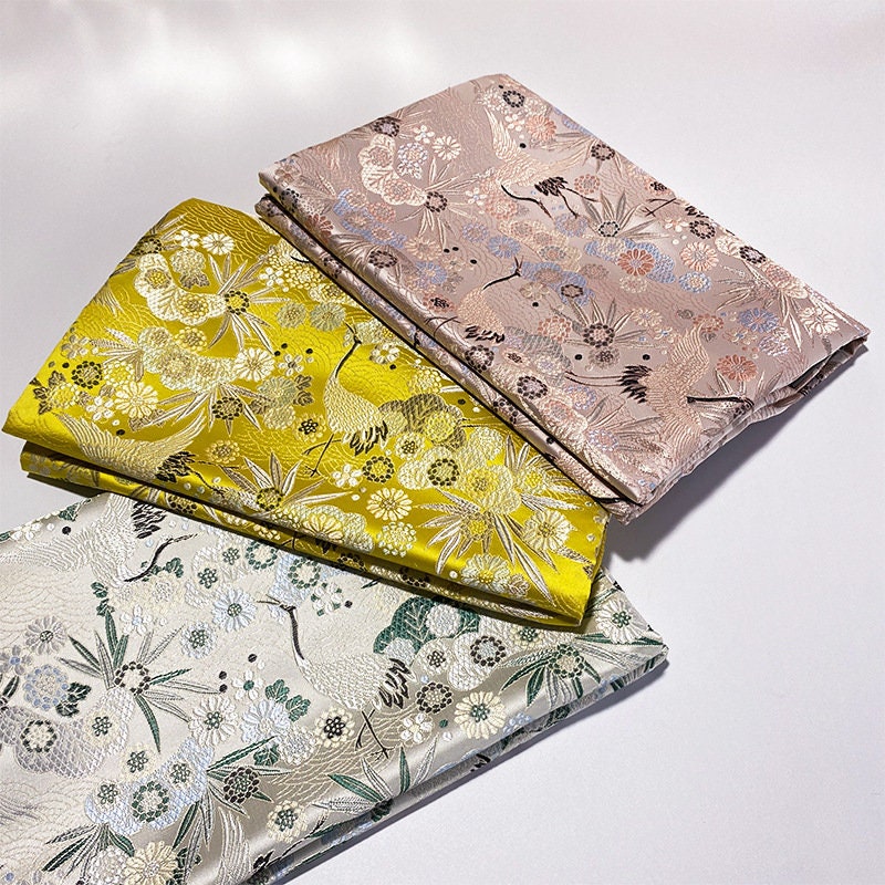 Crane Jacquard Satin Fabric: Retro Damask Brocade, 57"W