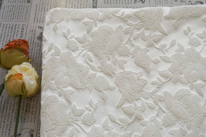 Romantic Off-White Embossed Rose Jacquard Fabric ��� Upholstery, Quilting & Home Dec"Wide