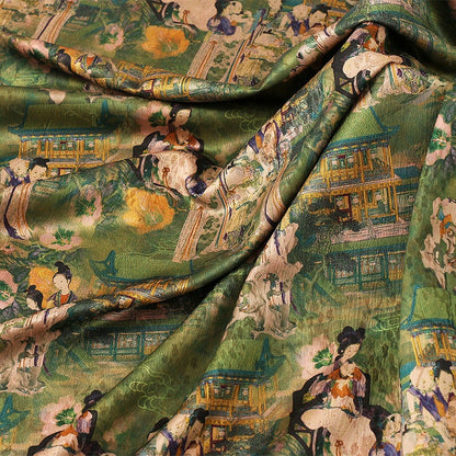 Floral Ladies Polyester Spandex Fabric: Silken Flow, 59" Wide