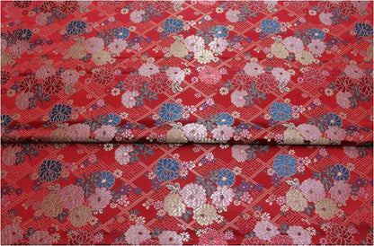Japanese Floral Jacquard Brocade Fabric: Silk Rayon Blend (29.5" Width)