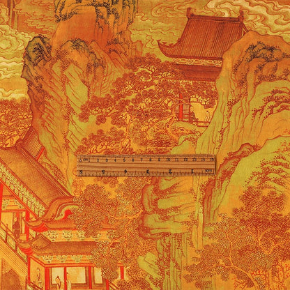 Tissu imprimé paysage ancien : 150 cm de large, polyester et élasthanne