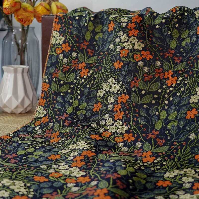 Floral Jacquard Woven Fabric: Country Style Upholstery, 57"W