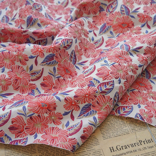 Reversible Jacquard Fabric: Japanese Floral Embossed Weave (59"W)