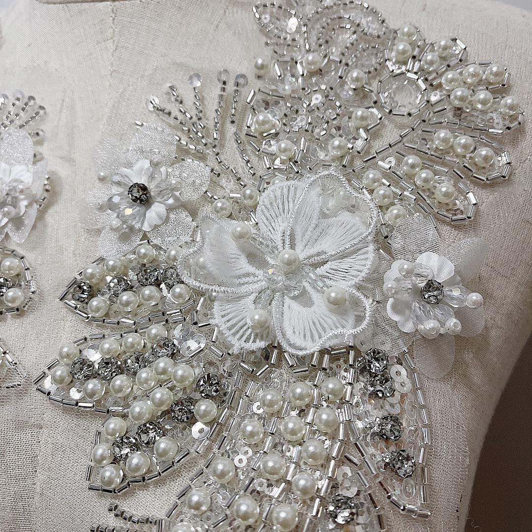Embroidered Lace Trim: Beaded Sequins, Bridal Wedding Dress, By The Yard