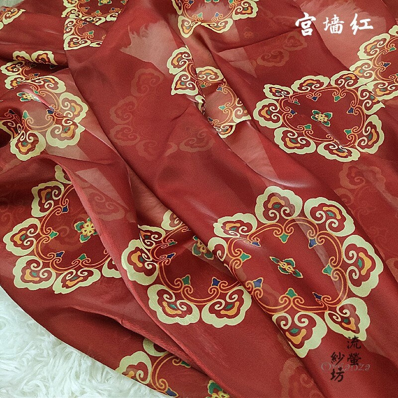 Printed Organza Han Fu Fabric: 59"W Designer Sheer Polyester