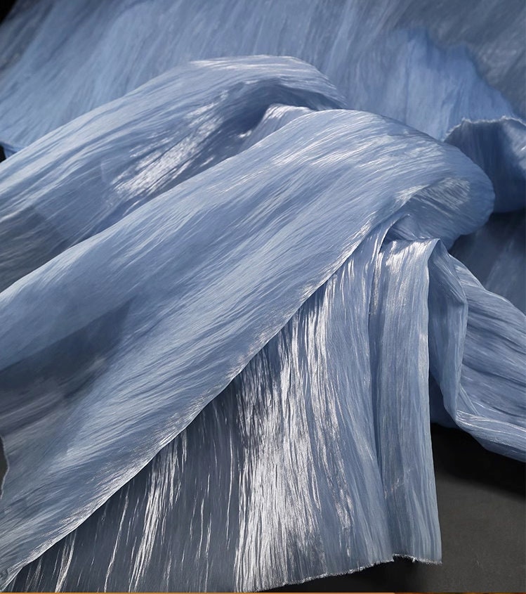 Glitter Organza Fabric: Hand-Ruffled Textured Apparel, 48" Width
