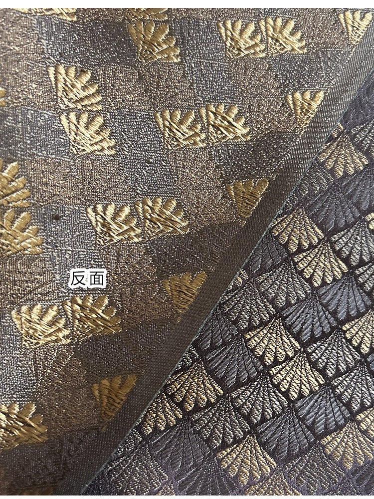 Shell Jacquard Brocade Fabric: Coffee Color Rayon, 29.5"/59" Wide