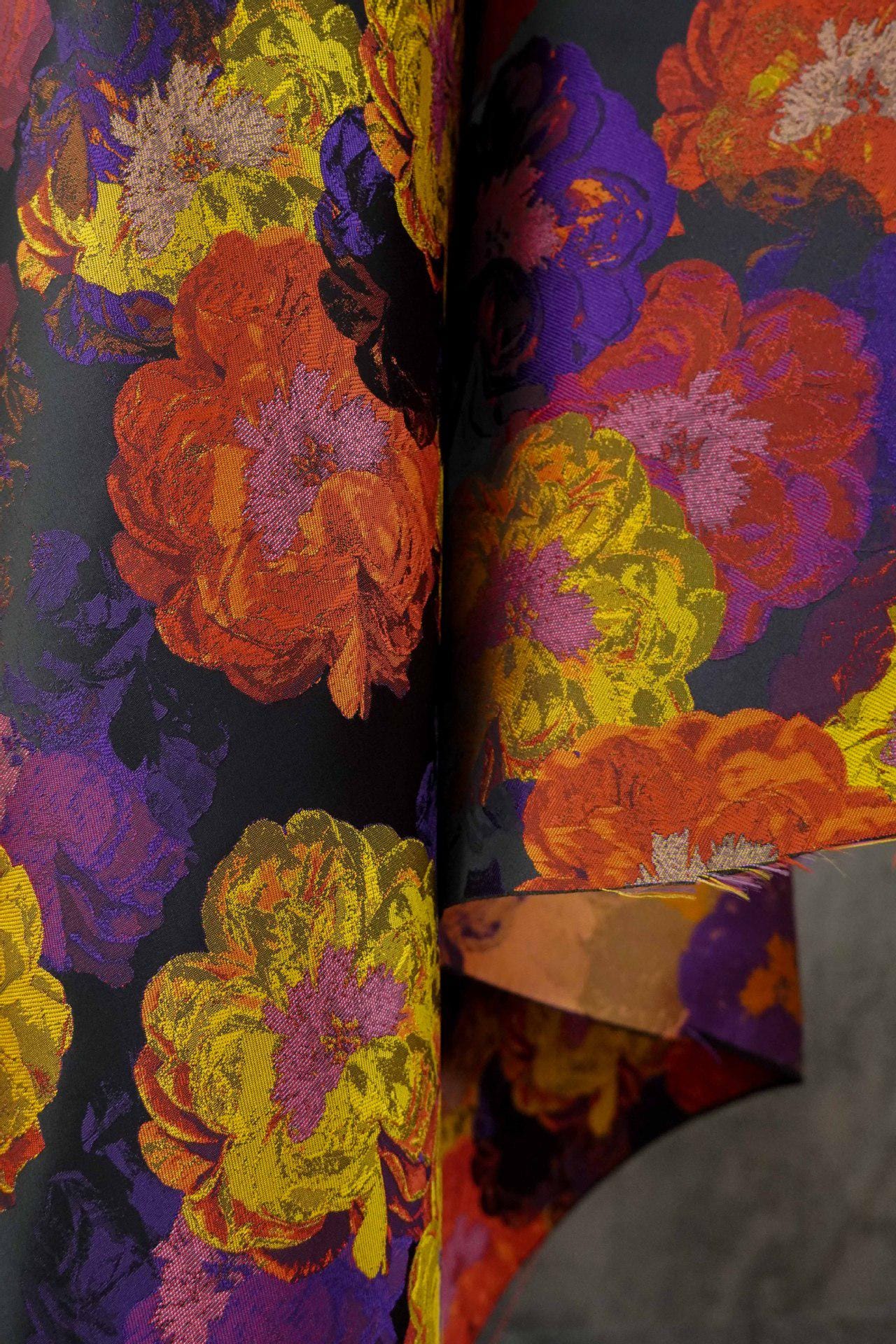 Vintage Floral Jacquard Fabric: European Oil Painting Style, 65" Wide