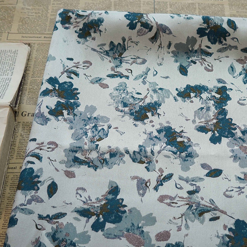 Tissu jacquard à motif floral : 168 cm de large, style Splash Ink, pour l’ameublement et la couture