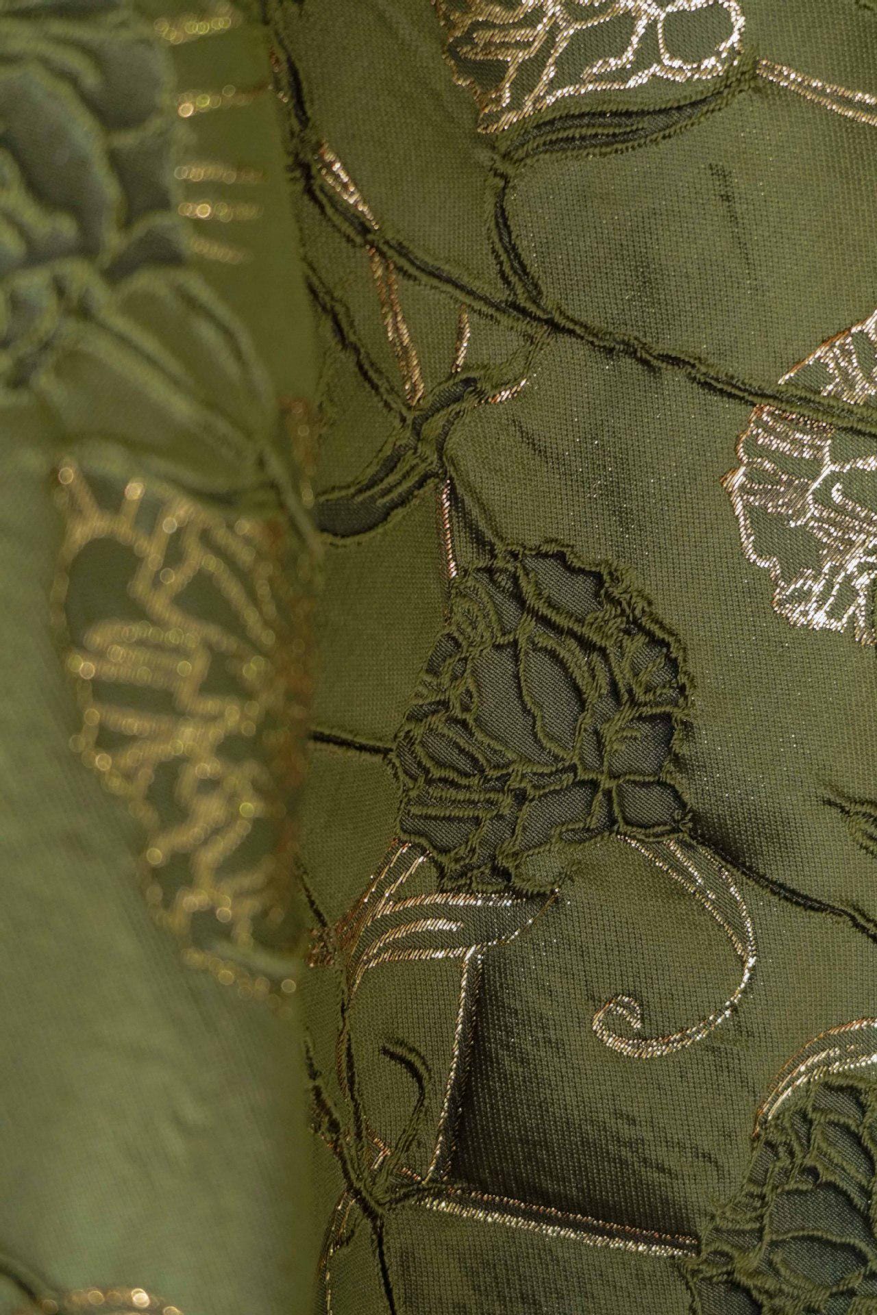 Gold Thread Jacquard Fabric: 3D Floral Upholstery, Costume & Decor