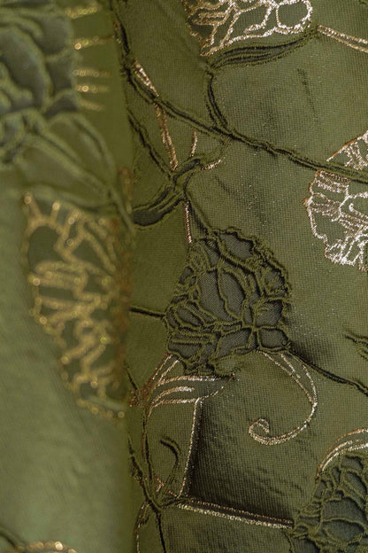 Gold Thread Jacquard Fabric: 3D Floral Upholstery, Costume & Decor