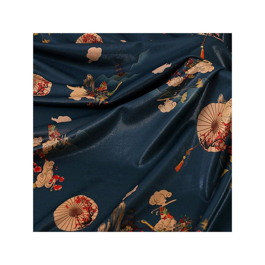 Tissu imprimé en soie, lin et rayonne : 157 cm de large, matériau de couture pour ameublement