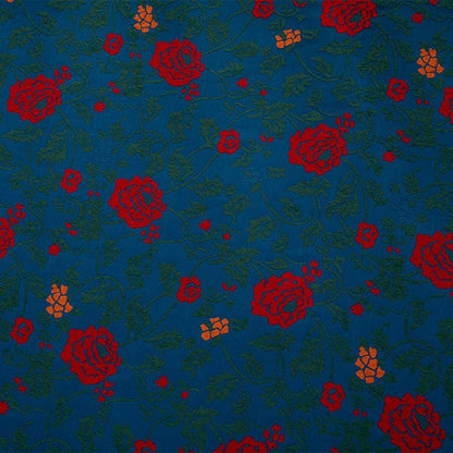 Tissu satiné velours jacquard rose bleu foncé - 147 cm de large