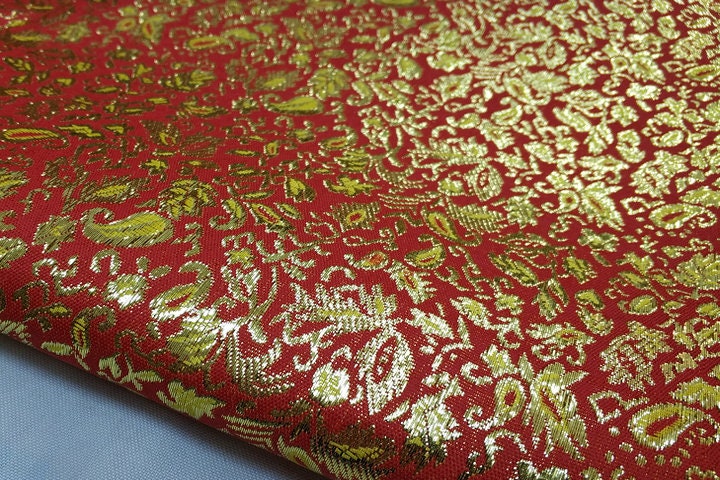 Metallic Paisley Brocade Fabric: Chinese Jacquard, 29.5" Wide
