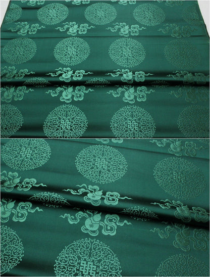 Jade Green Chinese Brocade Fabric: Silk Rayon Blend, 29" Wide