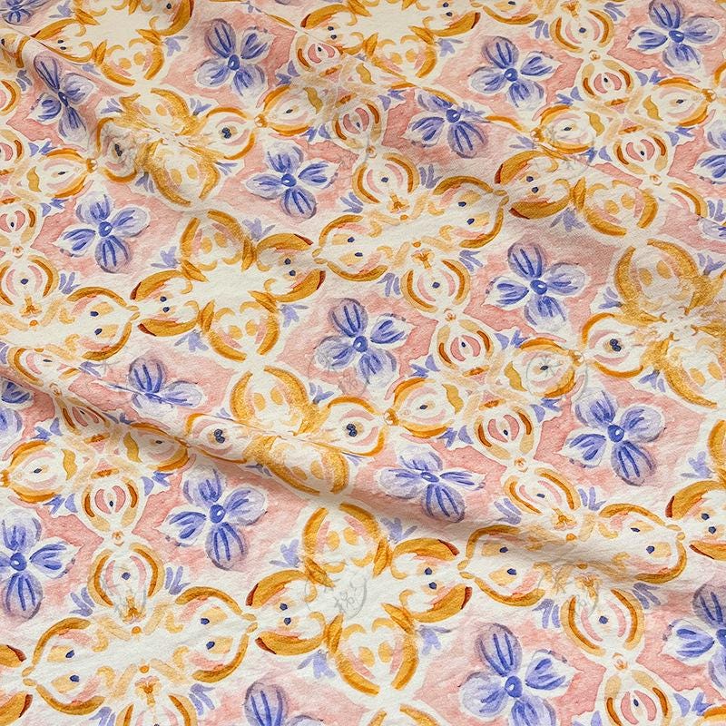 Tissu pour patchwork, coton à motifs floraux aquarelle : matériel de couture style chinois