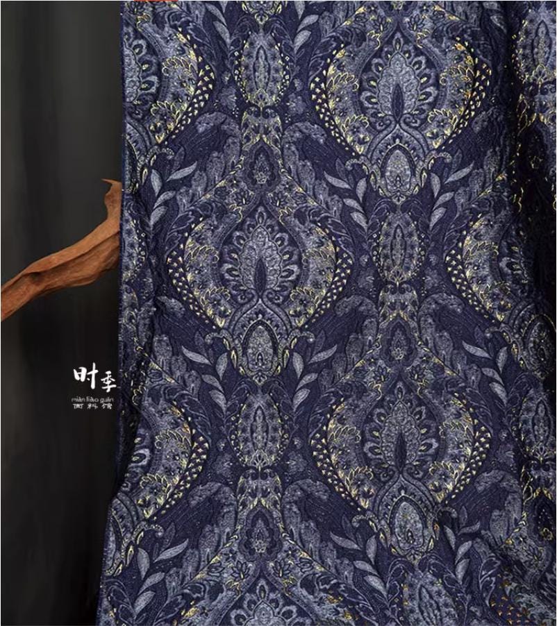 Palace Jacquard Damask Fabric: Retro Upholstery & Sewing - 55"W