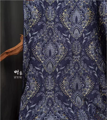 Palace Jacquard Damask Fabric: Retro Upholstery & Sewing - 55"W