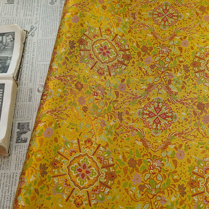 Gold Thread Brocade Fabric: Chinese Style Jacquard Weaving, 59" Wide