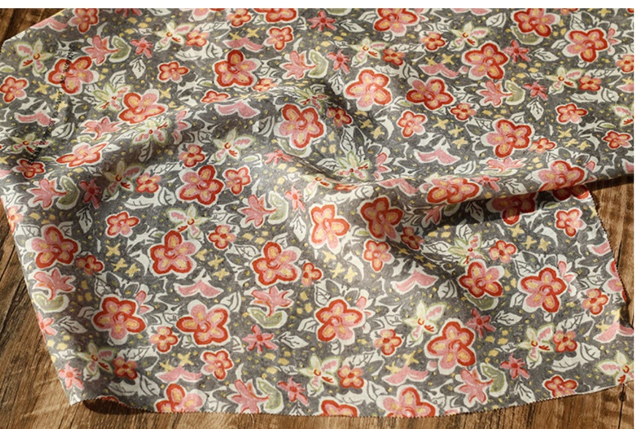 Vintage Style Ramie Fabric: Floral Print, 55" Wide, Sewing & Upholstery