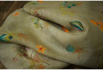 Tissu ramie à motif floral : textile doux et respirant, 140 cm de large