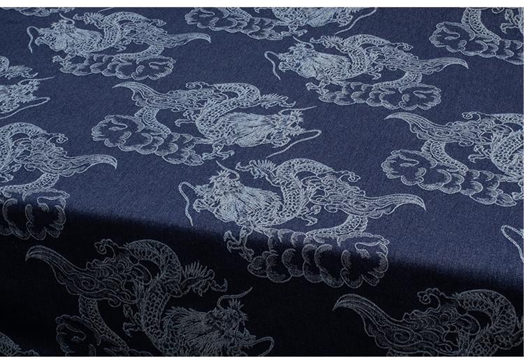 Tissu denim jacquard 3D Dragon : 100 % coton, ameublement, couture (165 cm)
