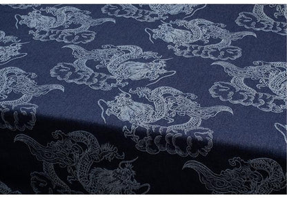 Tissu denim jacquard 3D Dragon : 100 % coton, ameublement, couture (165 cm)
