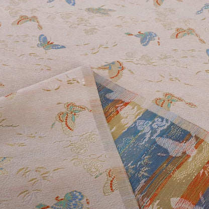 Butterfly Chenille Fabric: Gold Weave Mongolian Tibetan Pattern, 58"W